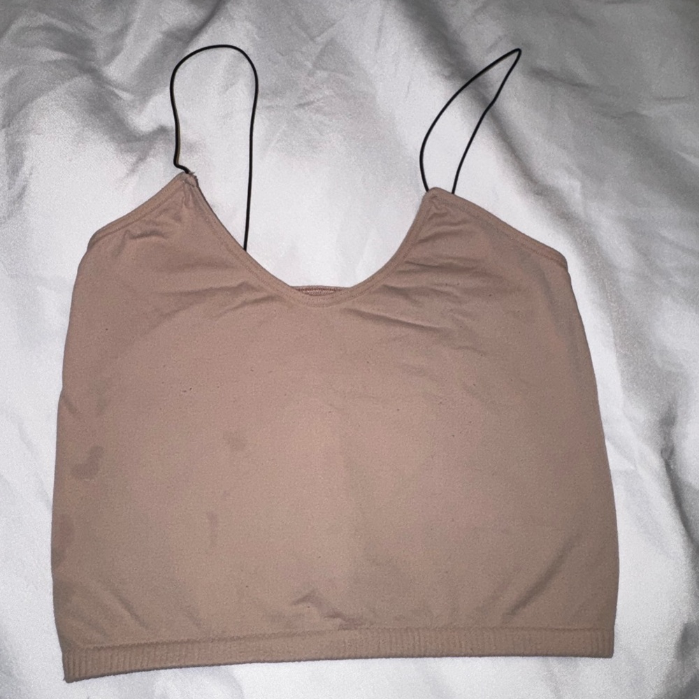 Free People Tan Scoop Neck Spaghetti Strap Cami